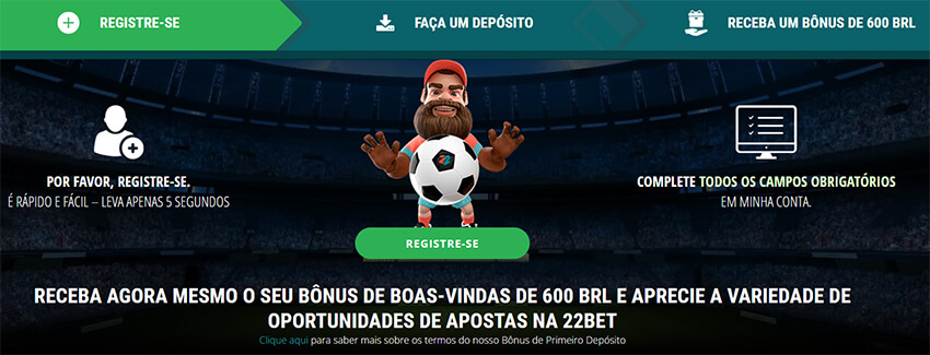 22bet bônus para esportes